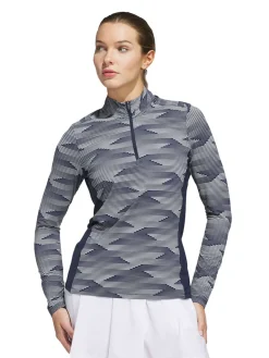 adidas Womens Ultimate365 Printed Quarter-Zip Mock - Collegiate Navy