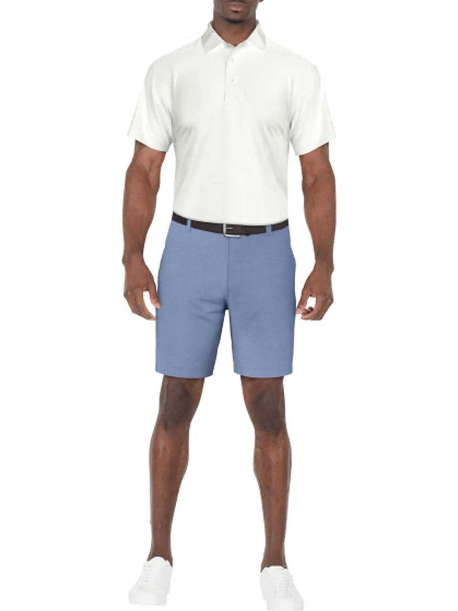 Ben Hogan Performance Flat Front 8-Inch Golf Short - Silver Lake Blue Heather