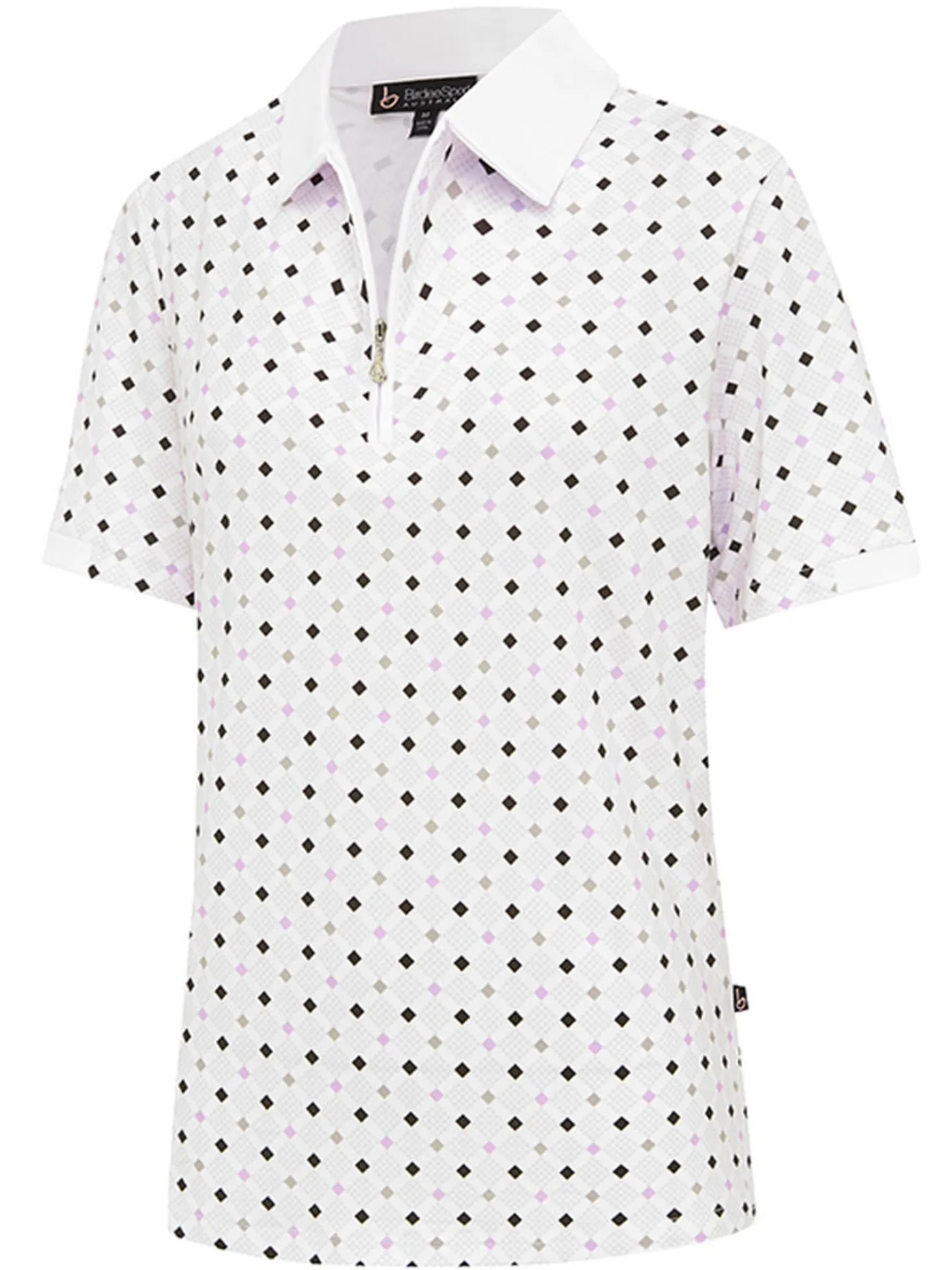 Birdee Sport Women's Pyramid Ambrose Short Sleeve Top - White/Lilac