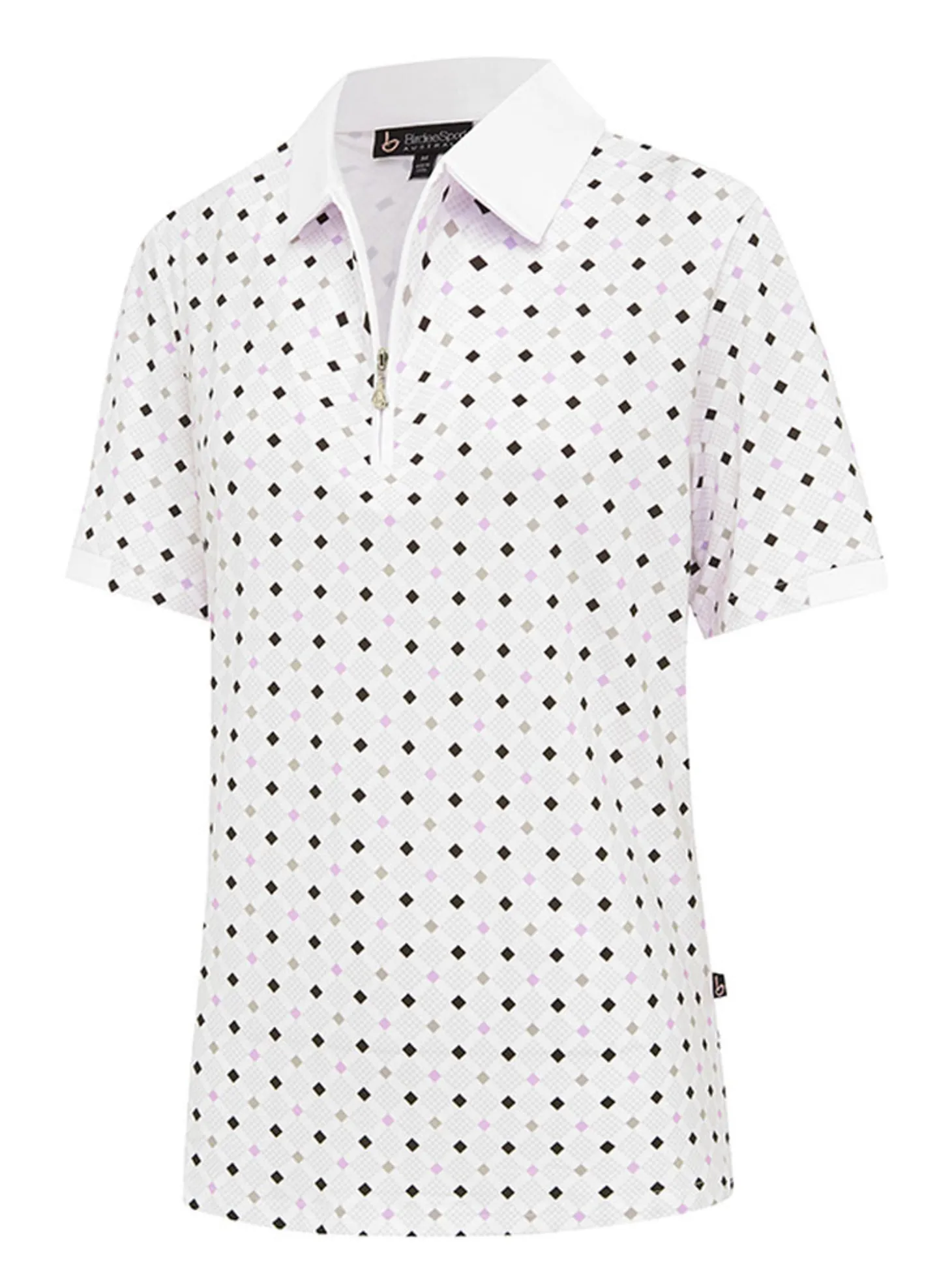 Birdee Sport Women's Pyramid Ambrose Short Sleeve Top - White/Crystal