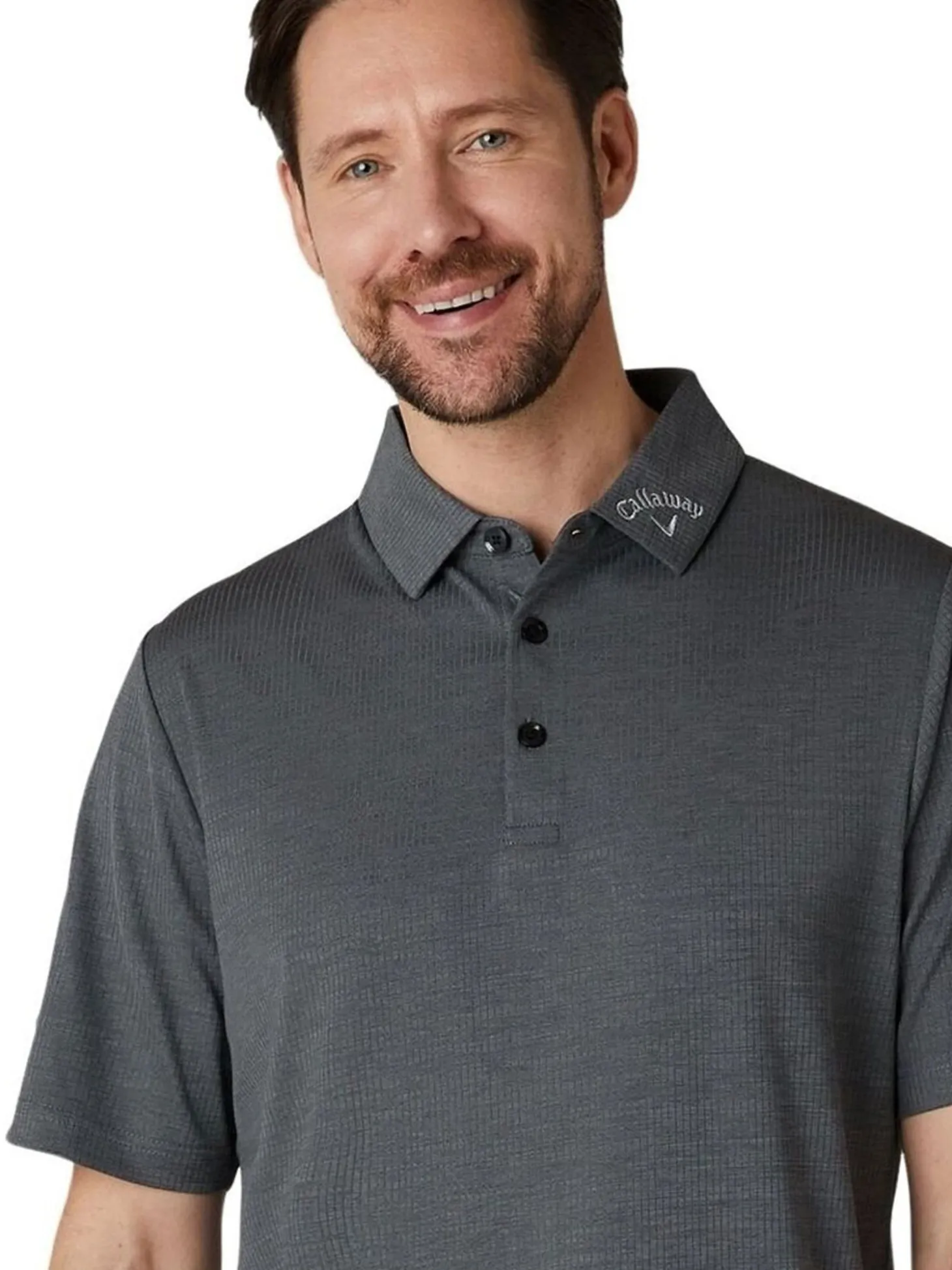 Callaway Ventilated Classic Jacquard Golf Polo - Caviar