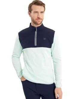 Calvin Klein Atlantic Hybrid Half Zip - Light Jade/Navy