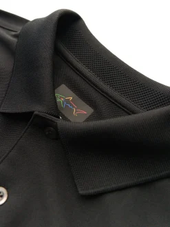 Greg Norman Long Sleeve Pique Shark Polo - Black
