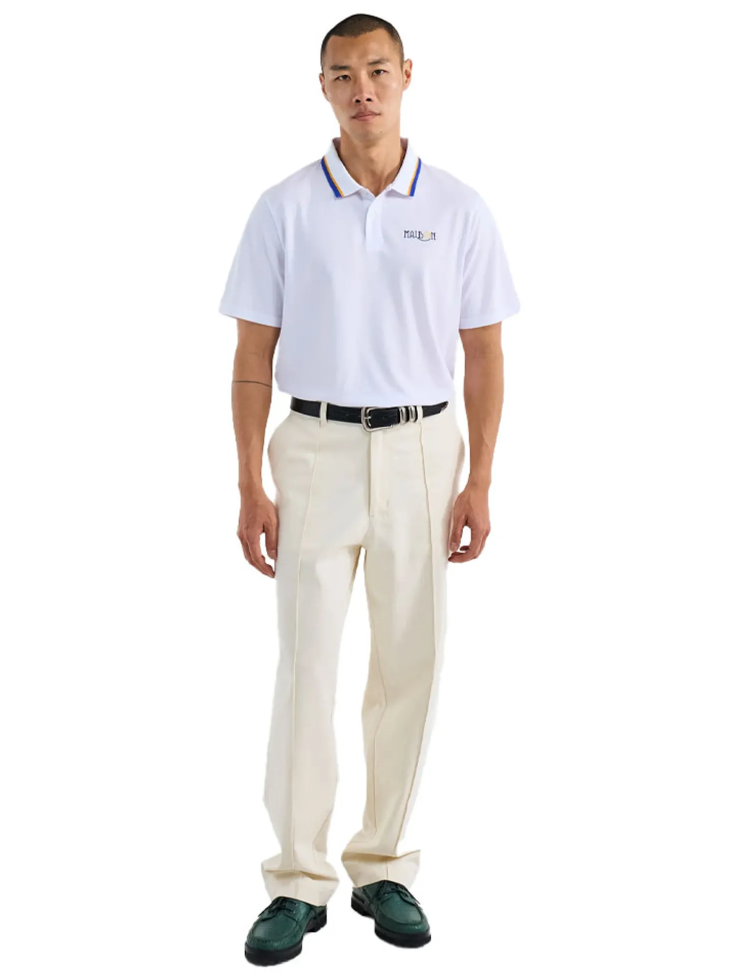Malbon Grasse Pique Polo - White
