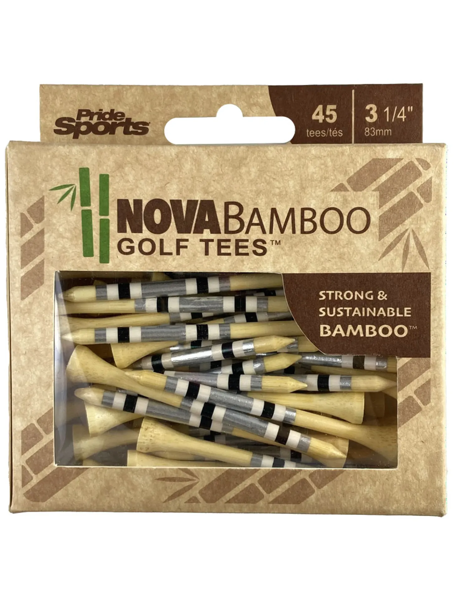 Nova Bamboo Striped Golf Tees - 3.25"