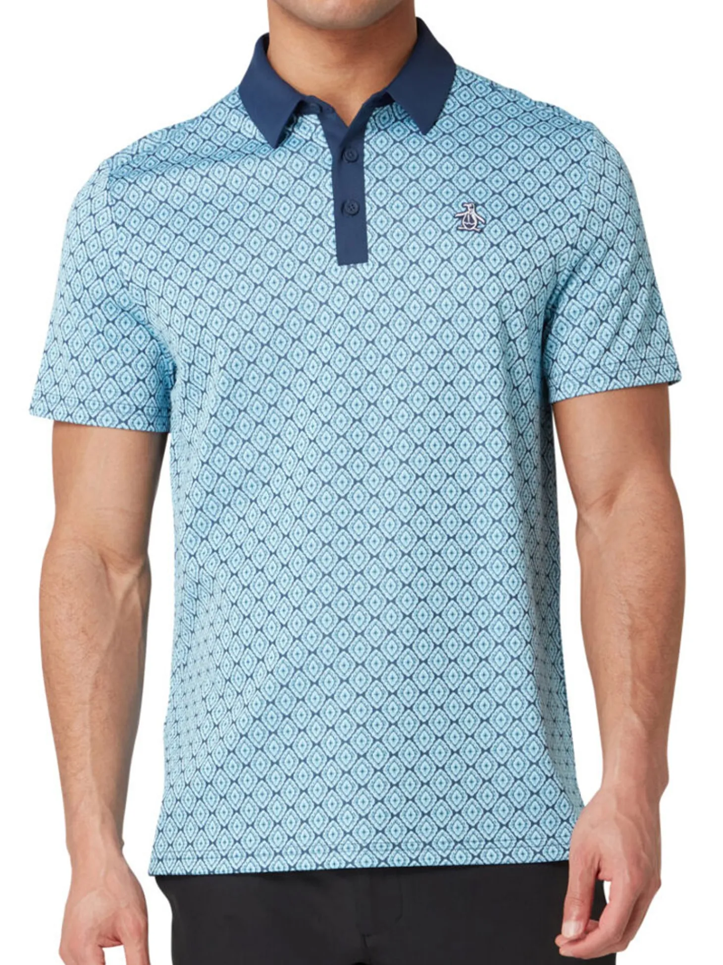 Original Penguin Bohemian Jacquard Block Polo - Black Iris